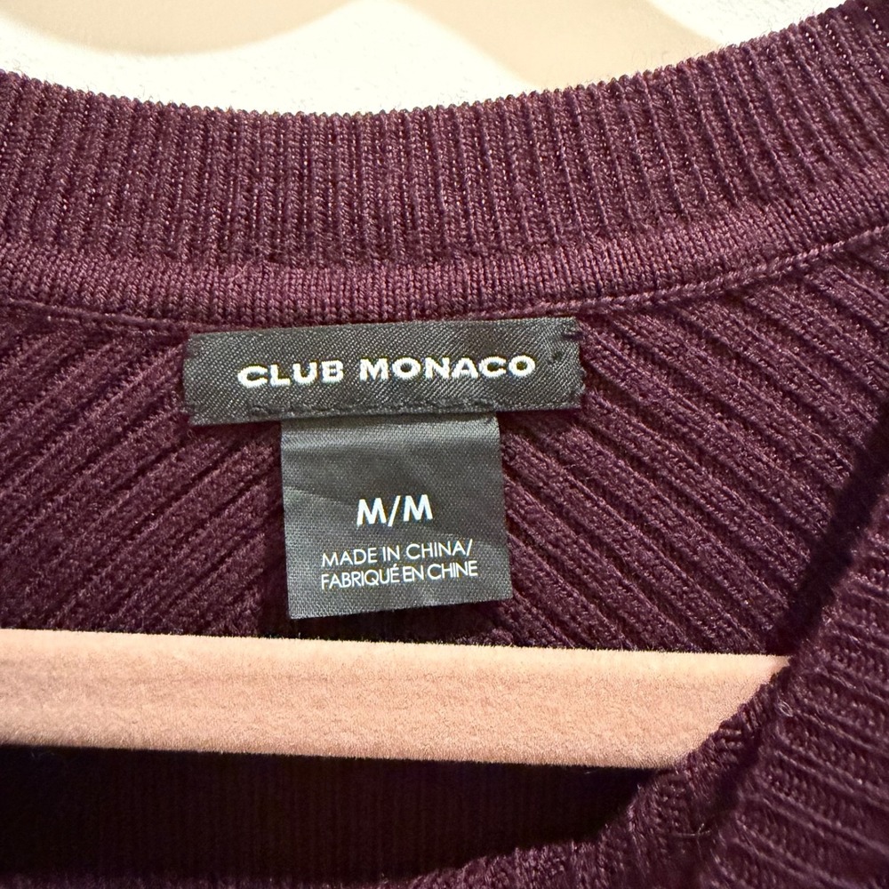 Club Monaco Wine Camel Ribbed Merino Wool Sweater Dress Women's Size Medium - Picture 2 of 9
